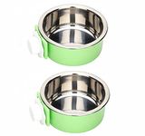 KuTi Kai 2 IN 1 Stainless Steel Pet Hanging Bowl Removable Dog Bowl for Crates Puppy Food Feeder Water Dish with Bolt Holder Dog (Green-Small-2Packs)