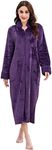 Richie House Women's Soft and Warm Fleece Robe with Zipper Size S-XL RHW2856, Purple(rhw4002), Medium