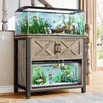 DWVO 40-50 Gallon Aquarium Stand with Power Outlets, Cabinet for Fish Tank Accessories Storage - Heavy Duty Metal Fish Tank Stand Suitable for Turtle Tank, Reptile Terrarium, 660LBS Capacity, Grey