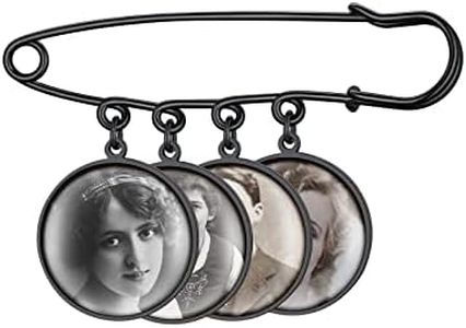 Supcare Mens Memory Photo Charm Full Color Printing Four Picture Pin Brooch Gift for Dad Granddad Husband Black Brooch Bouquet
