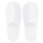 Diktmark 50 Pairs Spa Slippers Non-Slip Fleece Non-Woven Fabric Closed Toe Spa Slippers for Hotel Travel Guest Home Commercial Use (White)