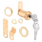 Prime-Line U 9953 7/8 in. Brass Plated Diecast Cam Lock, Yale Keyway Cabinet, 1-3/8 in