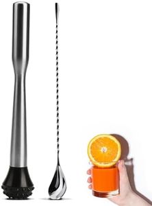 LEGERM Stainless Steel Cocktail Muddler and Mixing Spoon Home Bar Tool Set