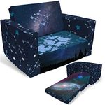 Fond+Found Kids Sofa, Constellation Zodiac Sign Toddler Couch 2-in-1 Convertible Sofa to Lounger, Starry Sky Flip Out Chair & Sleeper, Kids Couch for Kids Girls Boys