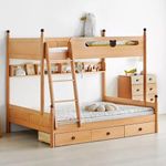 Sarcraft Black Pearl Furniture Solid Wood Bunk Bed|Solid Wood Bunk Bed With Ladder & Storage|Space Saving Bed For Bedroom,Hotel (Honey Finish)