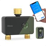 Diivoo WiFi Sprinkler Timer 2 Zone, Garden Hose/Tap Timer with Brass Inlet & Outlet, Programmable Automatic Water System with Rain Delay, Manual/Auto Mode, Outdoor Irrigation Controller for Lawn