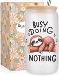 Fairy's Gift Sloth Gifts, Cute Sloth Cup with Lid Straw, 16 oz Frosted Iced Coffee Cup, Sarcastic Sloth Stuff, Funny Sloth Gifts for Women Girls, Bday, Christmas, Sloth Themed Gifts for Sloth Lovers