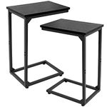 AMHANCIBLE C Shaped End Table Set of 2, Side Tables for Sofa, Couch Table for Small Space, TV Trays for Living Room Bedroom, Metal Frame, Acent, Black HET02CBK