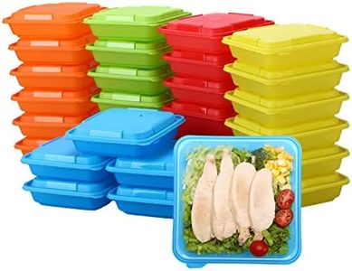 YUESING [30 Pack Plastic Food Storage Containers with Lids Bento Box Food Meal Prep Containers Reusable BPA Free Lunch Containers (22oz, Square Freezer Plastic Container for Food) for 3+ years old