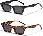 Vanlinker Small Skinny Trendy Cat Eye Sunglasses For Women Retro Tiny Narrow Cateye Shade VL9555 2 Pack Black/Tortoise