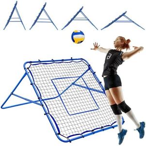 4x4FT Volleyball Rebounder Net, Soccer Rebounder Pitchback Net with 2 x 6-Angle Quick Adjustments, Target Ribbon for Precision, Easy Quick Setup,Ideal for Baseball Softball and Sport Training