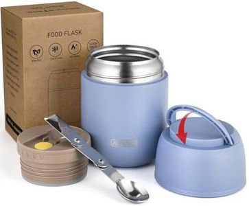 17 oz Insulated Lunch Containers Hot Food Jar, Wide Mouth Lunch Thermo for Hot Food Kids Adults, Vacuum Stainless Steel Thermo Lunch Box With Handle Folding Spoon for School, Office(Grayish Blue)