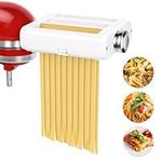 Pasta Maker Attachment 3 in 1 Set for KitchenAid Stand Mixers, Included Pasta Sheet Roller, Spaghetti Cutter, Fettuccine Cutter, White(Machine/Mixer Not Included)