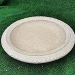 Garden Ornaments & Accessories Round Patterned Design Concrete Birdbath Top Cream