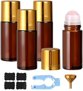 SCENTZIES 4 Pack 50ml Roller Bottles for Essential Oils,Rose Quartz Roller
