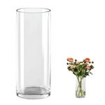 QEEYON Glass Cylinder Vase 30cm Tall Extra Large Glass Vase for Flowers Thickened Crystal Vase for Flowers Floral Arrangement for Centerpieces Living Room, Kitchen, Office, Wedding (30 x 12cm)