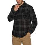 Brixton Men's Bowery L/S Flannel Button Down Shirt, Black/Charcoal, Medium