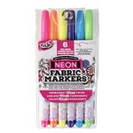 Tulip Permanent Nontoxic Fabric Markers Neon 6 Pack, Large Bullet Tip