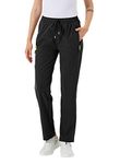 donhobo Womens Walking Trousers Lightweight Quick Dry Hiking Trousers with Zip Pockets Black M