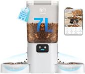 Frienhund 7L Large Automatic Cat Feeder with Two HD Camera for 2 Cats: 5G WiFi Automatic Dog Feeder with Night Vision, Auto Cat Food Dispenser for Multiple Pet, Detachable for Easy Cleaning - 29 Cup