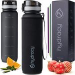 Hydracy Water Bottle with Time Marker -Large 1 Litre BPA Free Water Bottle & No Sweat Sleeve -Leak Proof Gym Bottle with Fruit Infuser Strainer & Times to Drink -Ideal for Fitness Sport & Outdoor