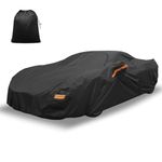 X AUTOHAUX Waterproof Car Cover Aluminum Film Cotton Car Outdoor Full Car Cover for Chevrolet Corvette C8 W/Driver Door Zipper 480x195x115cm/ 189"x77"x45" Black