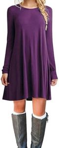 Baby Long Sleeve TikTok T-Shirt Simple Guest Hot Flow Dress Graduation Purple XS