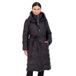 Vince Camuto Hooded Women's Puffer Jacket, Womens Onion-Quilted Long Winter Coat, Black-XXS