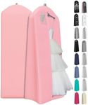 Your Bags Wedding Dress Garment Bag – 72" Garment Bags for Hanging Clothes with 20" Gusset for Puffy Gowns – Durable Dress Cover for Travel or Storage – Rip-Resistant with ID Window - Lt Pink