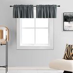 DONREN Medium Grey Valance -Basement Valances for Small Window with Rod Pocket (2 Panels,42 by 12 Inch)