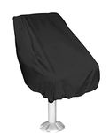 COOSOO Boat Seat Cover Heavy Duty Oxford Fabric Helm Chair Protective Cover Outdoor Waterproof Rainproof Captain Boat Bench Chair Seat Cover Boat Accessories for Fishing Boating Black,22x24x25 inch