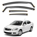 iSpeed Wind Deflectors For Skoda Octavia mk2 2004-2012 5 Door Hatchback Liftback 4pc - Keep Your Car Ventilated in Rain - Reduce Wind Turbulence - Tinted In-Channel Type