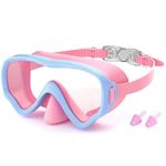 COOLOO Kids Goggles with Nose Cover, 180° Wide View Swimming Goggles for Kids 4-16, No More Hair Snags Anti-Fog No-Leak Snorkel Mask for Boys Girls Youth