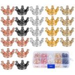 FINEASY 150 Pieces Vintage Crown Charm, 5 Colours Mini Tiny Crowns for Jewelry Pendants and Necklaces Making, Small Charms for Bracelets Craft, Alloy Small Crown Bead Cap DIY Accessory