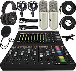 Mackie DLZ Creator Adaptive Digital Mixer Bluetooth or USB For Podcasting and Streaming with 2x LyxPro Condenser Microphones, Shockmount, XLR Cable & Professional Studio Recording Headphones