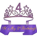 4th Birthday Gifts for Girl, 4th Birthday Tiara and Sash Purple