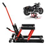 Hydraulic Motorbike Motorcycle Lift, Foladable Motorcycle Jack Maximum Load 680 Kg, Assembly Mounting Stand Jack Lift Rubberised Carrying Surfaces, Quad Lift Jack for Hobby and Workshop (Red)