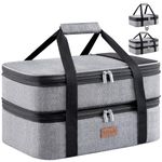 Lifewit Expandable Insulated Casserole Carrier for Hot or Cold Food, Double Decker Food Bag Lasagna Holder Carry Tote for Potluck Parties/Picnic/Cookouts, Fits 9"x13" Baking Dish, Grey