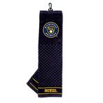 Team Golf MLB Milwaukee Brewers Embroidered Golf Towel, Checkered Scrubber Design, Embroidered Logo