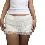 Betrodi Women Lolita Bloomers Ruffle Lace Y2k Layered Pumpkin Short Pants Kawaii Sweet Pettipants Fairycore Panties Going Out (White, M)