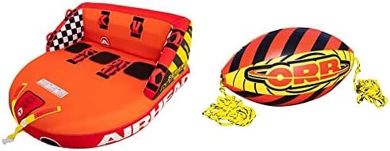 AIRHEAD Super Mable, 1-3 Rider Towable Tube for Boating & Orb, Towable Tube Rope Performance Ball, Orange/Yellow