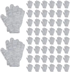 ONESING 50 Pairs Kids Gloves - Soft Knitted Children Gloves Bulk for Girls & Boys | Stretchy Gloves for Cold Weather Mixcolor G