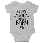 Every Dog Needs a Baby Funny Dog Lovers Sibling have Paws Infant Novelty Romper Baby Bodysuit (Sports Grey, 0-3 Months)