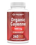 High Strength: Organic Cayenne Pepper Capsules - 1000mg Capsicum - 240 Capsules - Fat Management aid Loss - Cayenne Pepper Supplement - Vegan - FuelFinity® Superlative Quality (1 Pack)