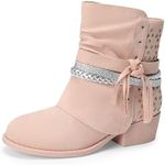 DREAM PAIRS Girls Ankle Boots Side Zipper Low Heels Boots Little Kid/Big Kid,Size 1 Little Kid,PINK,SDBO225K-1