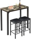 VECELO Dining Table Set with 2 Stoo