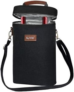 2 Bottle Insulated Wine Cooler Tote Bag–Leakproof Padded Wine Carrier with Handle & Shoulder Strap, Portable Beverage Cooler for Travel, Picnic, Beach, Party–Great Gift for Wine Enthusiasts (Black)