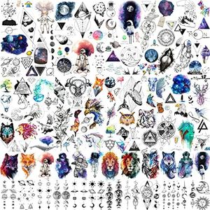 FANRUI 6 Sheets Cute Small Temporary Tattoos For Kids Men Women Watercolor Space Star Mountain Unicorn Children Cartoon Face Tattoo Stickers Boys Girls Child Waterproof Arm Tiny Hands Fake Tatoo Paper