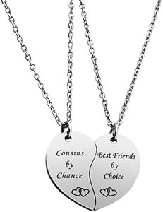 JINGMARUO BFF Necklace Set for 2 Best Friends Like Us Stay Close at Heart Set of 2 Bestie Gift Sister Necklace Long Distance Friendship Gift, Metal, n