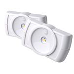Mr. Beams MB852 Indoor Wireless Battery Powered Slim LED Light with Motion Sensor Features, 2-Pack, White